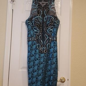Blue and Black Beaded Dress